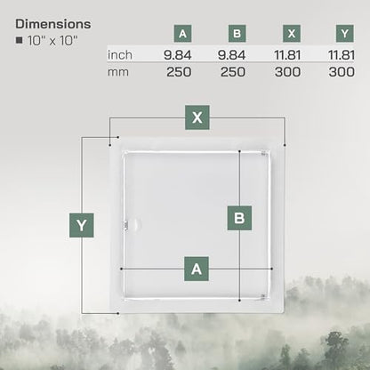 Vent Systems Access Panel for Drywall 10 x 10 Inch - Wall Hole Cover Plate - Metal Access Door with Handle - Plumbing Access Panel for Drywall - Service Shaft Crawl Space Door - Wall Access Panel - size: 10'' x 10''