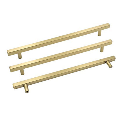 Goldenwarm 25 Pack Gold Cabinet Handles 10"(256mm) Brushed Brass Cabinet Pulls T Bar Drawer Pulls for Kitchen Cupboard & Drawer Hardware - color: Gold, size: 10 Inch Hole Center