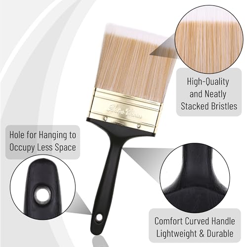 Bates- Deck Stain Brush, 2 Pack, 4 Inch, Soft Tip Wood Stain Brushes for Wood, Brass Plated Steel Ferrule, Ergonomic Handle - size: 4 Inch, 2 Pack
