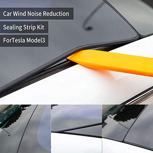 Sunroof Rubber Seal Strip Wind Noise Reduction Kit Anti-Dust Skylight Sealing Strip Lowering Silicone Seal Kit for Tesla Model 3, with Installation Tool - style: For Model 3