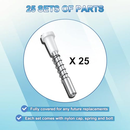 25 Pack Window Screen Plunger Latches with Caps, 5/32" X 1-1/2", Aluminum Window Screen Plunger Pins, Secure Window Screens in Place (White) - color: White
