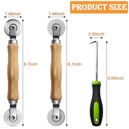 Screen Repair kit, Screen Roller Tool, Steel/Nylon Roller with Bear+Removal Hook, 3 in 1 Window Screen Door Repair Kit,for Installing Door Window Mesh - size: Steel/Nylon Rollers+Pick
