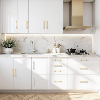 5Pack Hole Centers 5inch(128mm) Gold Champagne Cabinet Handles T Shaped Kitchen Cabinet Pulls Hardware Pull Handle for Cabinets Dressers 7.5inch Total Length - color: Champagne Gold, size: Hole Centers: 5inch