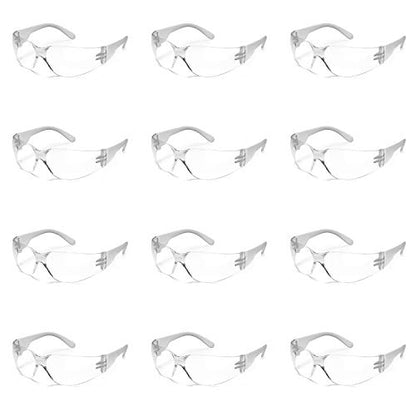 12 Pack Safety Glasses ANSI Z87+ Certified Protective Eyewear Goggles for Men and Women with UV Eye Protection - color: Clear