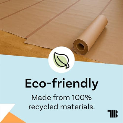 TapeManBlue Floor Protection Paper, 36 inch x 166 ft Roll, Made in USA, 69# Brown Rosin Masking Paper Roll, 100% Recycled, Thick Floor Covering for Painting, Moving, and Construction