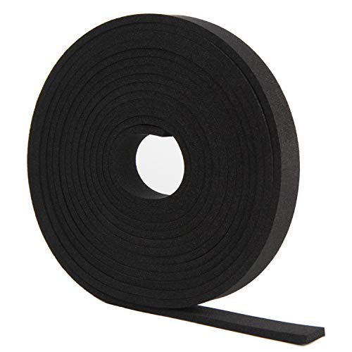 Neoprene Foam Strip Roll by Dualplex, 1" Wide x 10' Long x 1/16" Thick, Weather Seal High Density Stripping Non Adhesive – Weather Strip Roll Insulation Foam Strips - 10 Feet Long - size: 1" Wide x 10' Long x 1/16" Thick