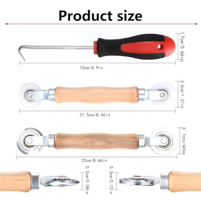 Screen Repair Tool Set, 3 Pcs Window Screen Rolling Tool, Metal/Nylon Window Screen Spline Roller Tool, Screen Roller with Bearing for Install/Repair/Replace Window Screens, with Removal Hook