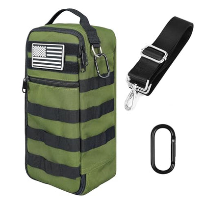 13 Inch Portable Small Tool Bag, Heavy Duty Tool Hand Bag with Shoulder Strap and D-ring Clip, Tactical Tool Bag, Tool Pouch Organizer for Electricians, Carpenters, HVAC Technicians (Army Green) - color: Army Green