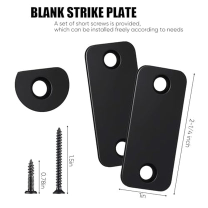 Blulu 2 Set Door Hole Cover Plate 1" x 2-1/4" Stainless Steel Door Strike Filler Plate Latch Filler, Increase Home Security on Entry (Black) - color: Black