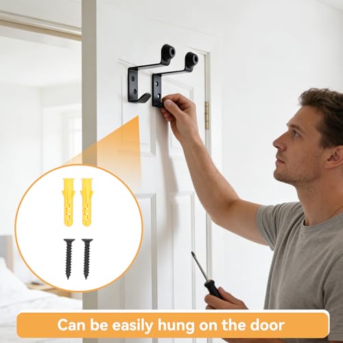 Door Stopper, Door Holder Door Stop Bumper with Hook Stainless Steel Toilet Partition Door Stop and Hook Door Stopper Stable Wall Mounted Door Coat for Home Office Black