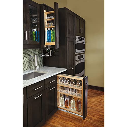 Rev-A-Shelf Pullout Shelf Organizer for Base Kitchen or Bathroom Cabinets, Wood Filler Pantry Storage or Spice Rack, Maple, 6" x 23" x 30", 432-BF-6C - size: 6" W