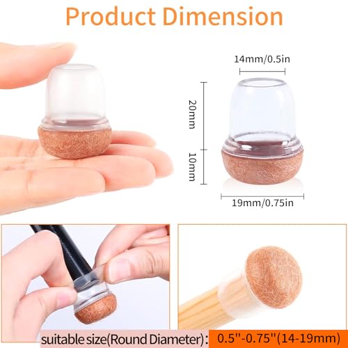 Extra Small Chair Leg Floor Protectors, 16PCS Silicone Chair Leg Caps, Felt Chair Leg Pads for Hardwood Floors, Round Metal Barstool Leg Floor Protectors, Anti-Scratches & Noice(Clear,Fit:0.5"-0.75") - size: S-16PCS-(Fit:0.5-0.75 inch)-Clear