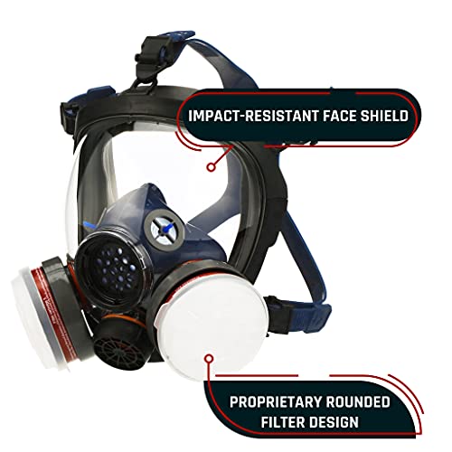 Parcil Distribution Full Face Respirator Mask - Air Purifying, Organic Vapor & Particulate - Industrial Use - CE Tested - color: Pd-100 Arctic Blue