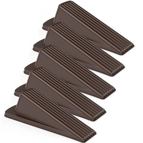 Crosize 5 Pack Door Stoppers for Bottom of Door, Premium Rubber Door Stops, Sturdy Door Wedge for Carpet, Tile, Concrete, Wood, Door Holder for Heavy Duty Door, Brown - color: Brown, size: Standard 5 Pack