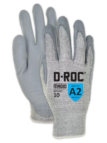 MAGID D-ROC ANSI A2 15-Gauge Polyurethane Palm Work Gloves, 24 Pair, Size 7/S, GPD282 - size: 7/S, style: 24 Pair