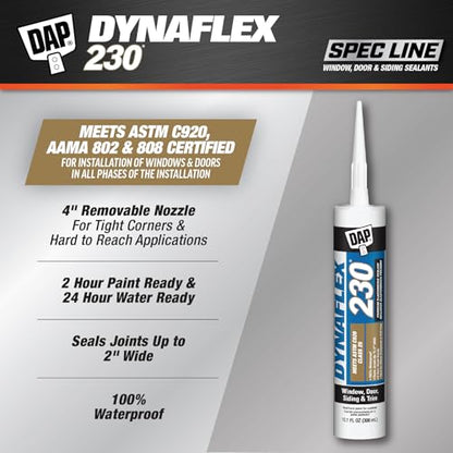 DAP Dynaflex 230 Pro Elastomeric Sealant, White WT099, 10.1 Oz (7079807102)