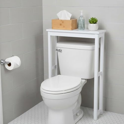 Dorset Over-the-Toilet Storage Shelf – 27" W x 37" H Space Saver Rack with Single Open Shelf for Towels & Toiletries – Minimalist Modern Design & Easy Assembly Bathroom Organizer by Alaterre Furniture - size: Toilet Shelf