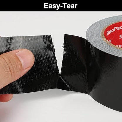 Black Heavy-Duty Duct Tape Wide Roll Industrial Strength 3 inches x 55 Yards,9.1 Mil, Waterproof, Strong, Flexible, No Residue, UV Resistant for Indoor Outdoor Repairs Tear by Hand - size: 3IN X 55Yds