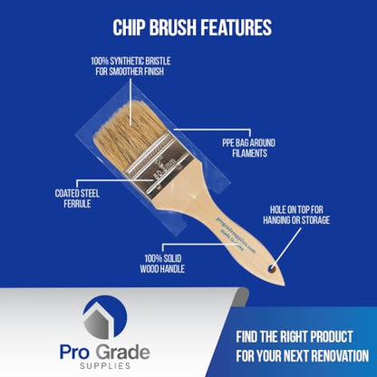 Pro Grade - Chip Brush – Paint Brush Set – 24 Pack - Natural China Bristle Paintbrush Set for Art, Craft, Epoxy, Varnish, Resin, Stain, Glue, Gesso, Primer, Acrylic and Oil Paint - size: 24Pc. Var.