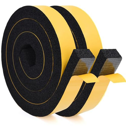 YoleShy Window Air Conditioner Foam Tape 2 Pcs 2 Inch Wide x 1 Inch Thick Weather Stripping Door Seal Strip for Insulation, Weatherstrip, Gap Blocker, Total 13 Feet Long(6.5ft x 2 Rolls), Black - style: 2in x 1in x 13FT/Black