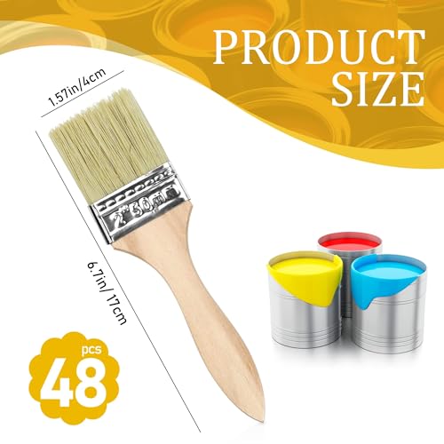 48 Pack 2 Inch Paint Brushes, All-Purpose Chip Brush Set for Painting, Stains, Varnishes, Epoxy, Glue, Crafts, Walls & Wood Furniture