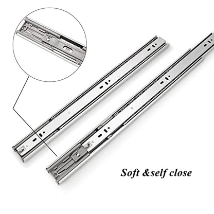 Gobrico 22 Inch Rear/Side Mount Drawer Slides, Ball Bearing Soft Close Drawer Slides Glides with Brackets, Full Extension Heavy Duty Drawer Glides and Runners 10 Pairs - size: 22 Inch