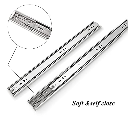 Gobrico 18-Inch Rear/Side Mount Soft Close Ball Bearing Drawer Slides with Brackets, Full Extension Heavy Duty Drawer Slides and Glides, 10Pairs - size: 18 Inch