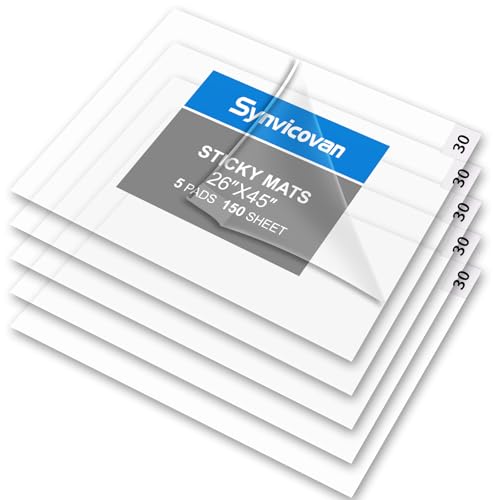 26" x 45" Transparent Sticky Mat Tacky Pads Adhesive Floor Mat (5 Packs,150 Sheets,30 Sheets/Pack for Cleanroom Laboratory Hospital Construction Pets Home Indoor Gymnasium and Workshop - color: Transparent