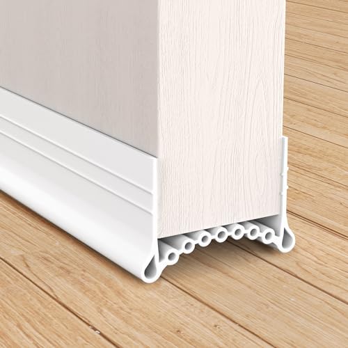 SUNMON Silicone Door Draft Stopper, 39in Upgraded Door Slide-On Under Door Seal Blocker, Under Door Sweep Weather Stripping（3.25FT White） - size: 3.25FT-W