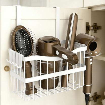 Dailyart Hair Tool Organizer Wall Mounted, 3-in-1 Blow Dryer Holder for Bathroom, Hair Dryer Holder and Styling Tools Organizer for Flat Iron, Curling Wand, Hair Accessories Storage, White
