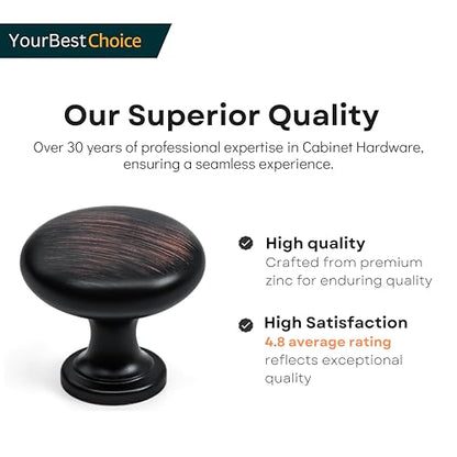 HESTIA HARDWARE 10 Pack | Oil Rubbed Bronze Cabinet Knobs and Pulls for Kitchen Bathroom Drawer | Bronze Round Knobs | Drawer Dresser Pulls(Z5.10.O) - color: Oil Rubbed Bronze