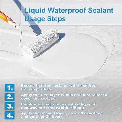 Liquid Waterproof Sealant White 35 Ounces, Endhokn Wall, Bathroom, Roof, etc Indoor and Outdoor Water-Based Waterproof Coating - color: white