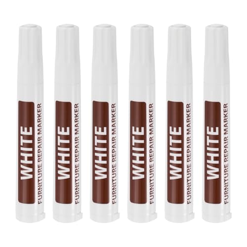 uxcell Furniture Repair Wood Markers, 6 Pcs White Touch Up Filler Sticks, Oil Based Paint Markers for Scratches, Wood Floors, Tables, Cabinet, Carpenters, Cover Ups - color: White
