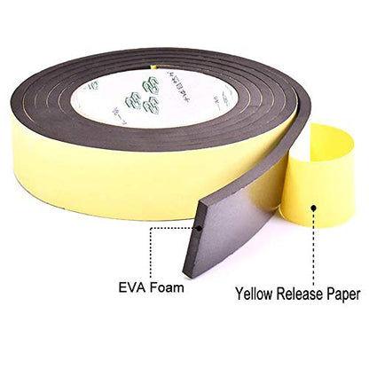 ToLanbbt High Density Foam Insulation Tape Adhesive Rubber Strip, Seal, Door Insulation Tape Weatherstrip, Waterproof, HVAC, Pipes, Foam Strips Air Conditioning, Weather Stripping (33Ft x 1/8" x 2") - color: Black, size: 33Ft x 1/8'' x 2''