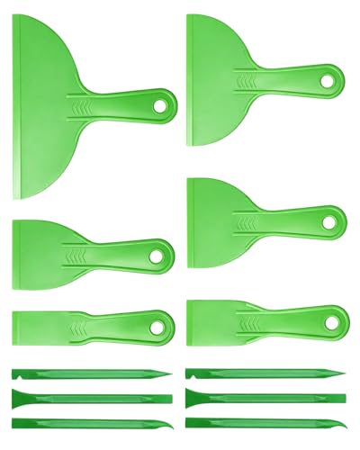 12pcs Plastic Putty Knife Set, SyhirNmly Plastic Scraper Tool Kit with 6 Flexible Putty Knife Scrapers 6 Precision Detail Scrapers for Wall Repair, Patching, Plastering, Painting, DIY Projects