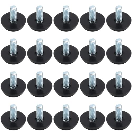 20 Pcs M6 Adjustable Furniture Levelers Screw On Furniture Glide Leveling Foot Screw in Threaded for Chair, Table, Furniture Legs (M6 x 15mm)