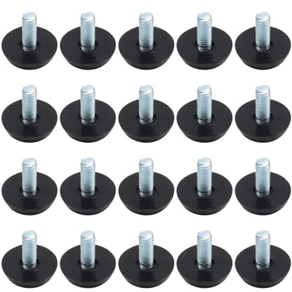 20 Pcs M6 Adjustable Furniture Levelers Screw On Furniture Glide Leveling Foot Screw in Threaded for Chair, Table, Furniture Legs (M6 x 15mm)