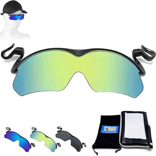 Clip Cap Sports Sunglasses, Clip on Sunglasses Outdoor Polarized Clip Cap Golf Cycling Fishing Sunglasses for Men - color: Green