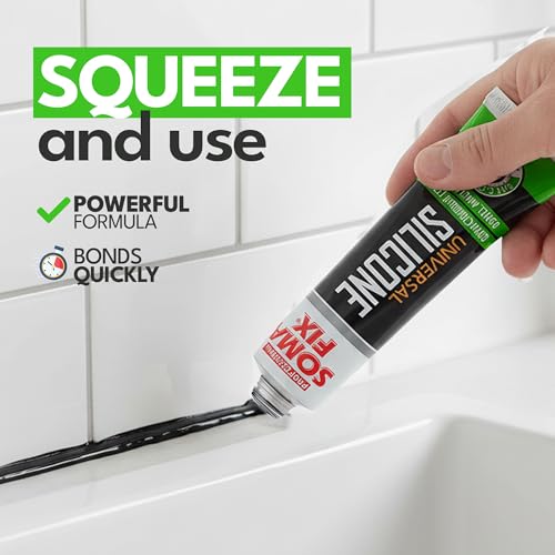 Black Silicone Caulk - Easy Squeeze Caulking Tube, Silicone Sealant for Wood, Kitchen, Bathroom, Sink, Windows - Multi Purpose & Waterproof - 1.7 fl. oz (Black) - color: Black
