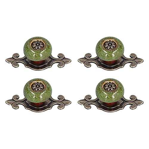 4 Set Zinc Alloy Round Cabinet Knob Drawer Pull Handle Green for Furniture Wardrobe Bathroom Hardware