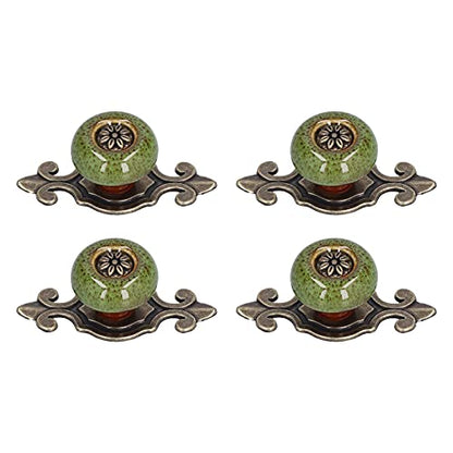 4 Set Zinc Alloy Round Cabinet Knob Drawer Pull Handle Green for Furniture Wardrobe Bathroom Hardware