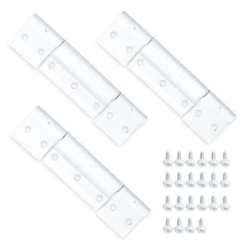 3Pack Screen Door Hinges, White Aluminum 1/8 in. Grooved Center Screen/Storm Door Hinge Compatible with Most Screen Doors