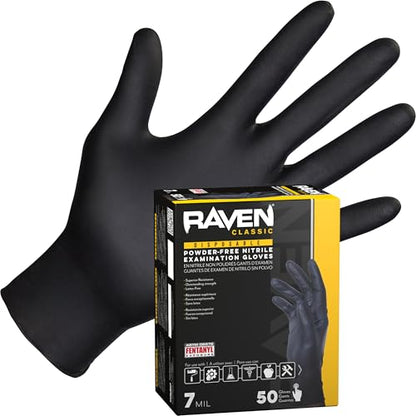 SAS Safety 66517-01 Raven Powder-Free Exam Grade Nitrile - 6 mil 50 Gloves per box - size: Medium, style: Box of 50