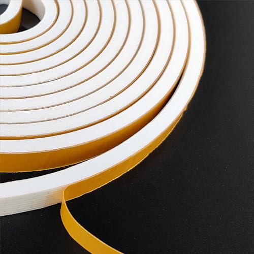 Weather Stripping Door Seal Strip, Strong Adhesive, Weatherproof, Reduce Noise, Gap Filler, Foam Insulation Tape for Doors and Windows (1/2 in x 1/2 in x 13 Ft), White - color: White, size: 1/2 In x 1/2 In x 13 Ft