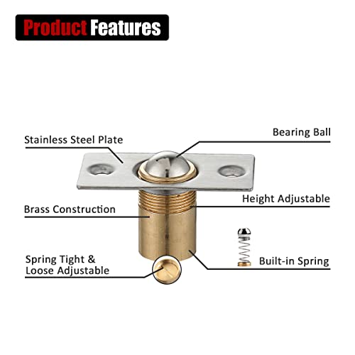 JQK Closet Door Ball Catch Hardware, Stainless Steel Catch Adjustable with Strike Plate, Brushed Satin Finish 4 Pack, HBC100-P4 - color: Brushed, size: 4 Pack