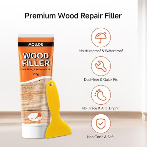 All Purpose Wood Filler, White Wood Putty Repair for Holes, Quickly Restore Any Broken and Defective Wooden Furniture, Door Frame Repair Kit Stainable (5.29oz/150g) - size: 150g