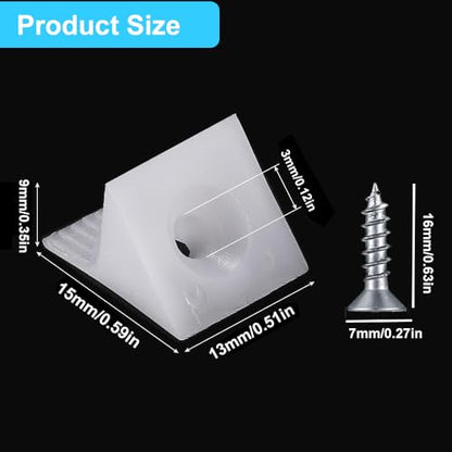 50 Pack Drawer Wedges with Screws - Furniture Chest Drawer Bottom Repair Fixing Mending Wedges 90 Degree Drawer Plastic Angle Code Bracket Fastener (50)