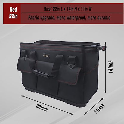 FASTECH 22-inch Heavy Duty Bottom Tools Bag With Wide Mouth For Tool Storage, Carrier and Organizer, Tool Bag For Men, Wide Mouth Tote Bag With Inside Pockets (22Inch) - size: 22IN BOTTOM