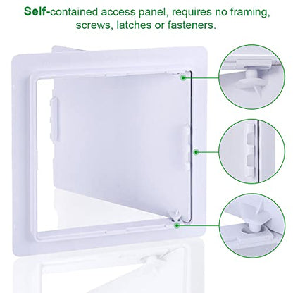 Plumbing Access Panel for Drywall 6 x 6 Inch Plastic Access Door Removable Wall Access Panel Ceiling Reinforced Hinged Durable White - size: 6 x 6 Inch