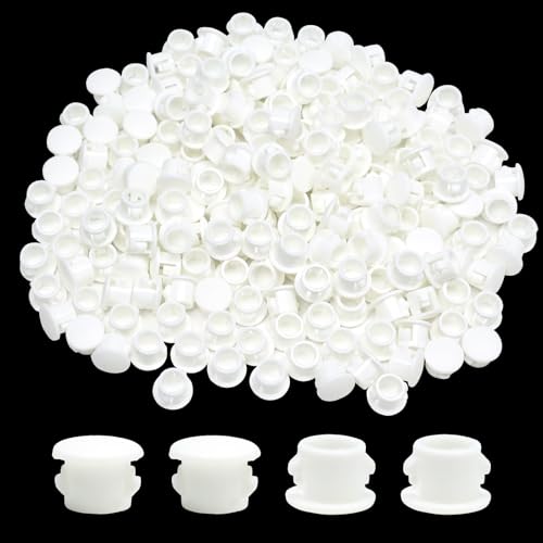 1/4 in/6 mm Plastic Plugs for Round Holes White Screw Hole Cover Panel Plugs Snap in Locking Hole Tube Plug Knockout Seal Furniture Cabinet Fencing Post Pipe Insert End Caps, 80PCS - style: 6mm(1/4")